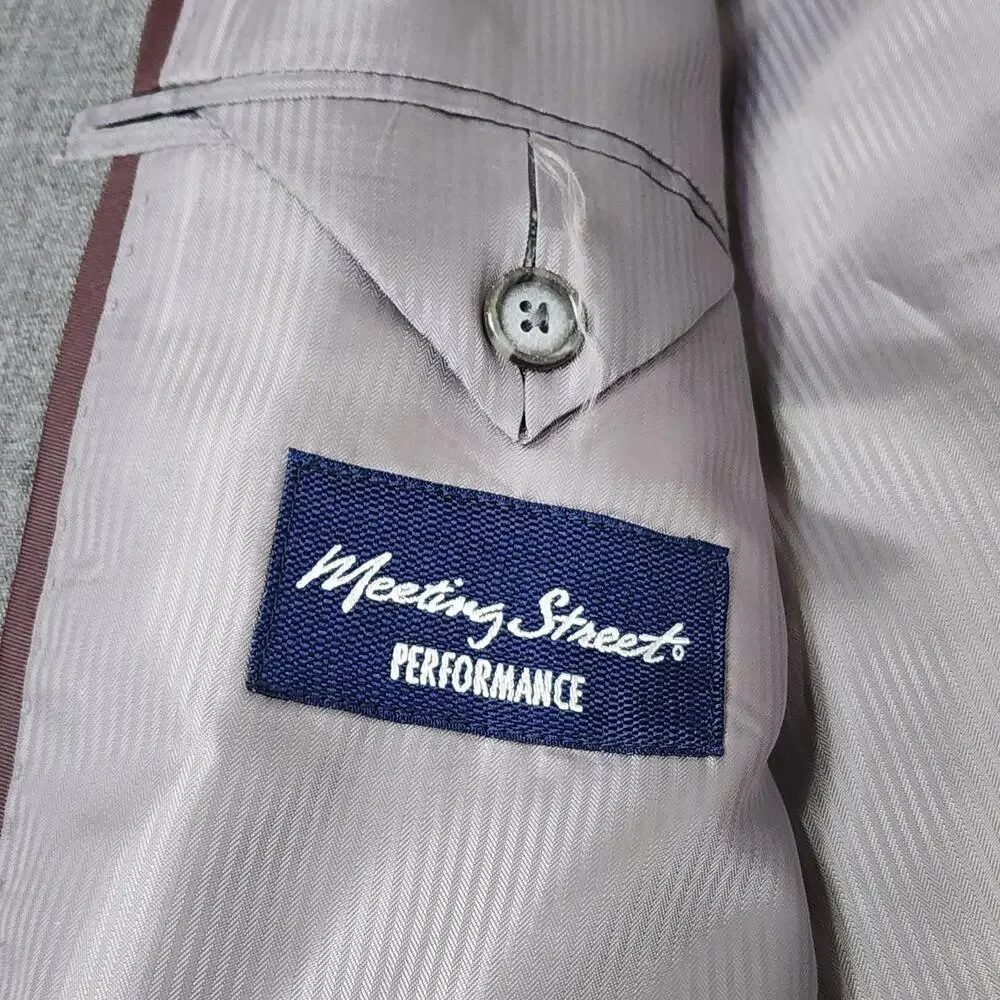 Meeting Street Sport Coat Mens 46 Long Gray Wool Two Button Classic Fit Blazer